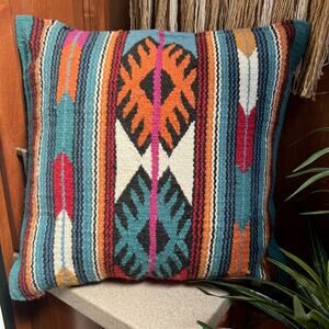Vintage Kilim Style Pillow | 20x20 | Boho Tribal Geometric Southwest Cushion